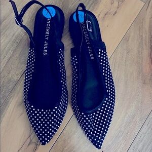 Sincerely Jules Black Flats with Polka Dot Design